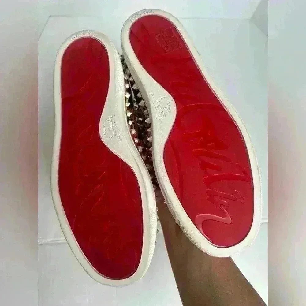 Authentic Christian Louboutin PIK Boat Flat Bazin Sneaker Spike 36.5 (US6.5)